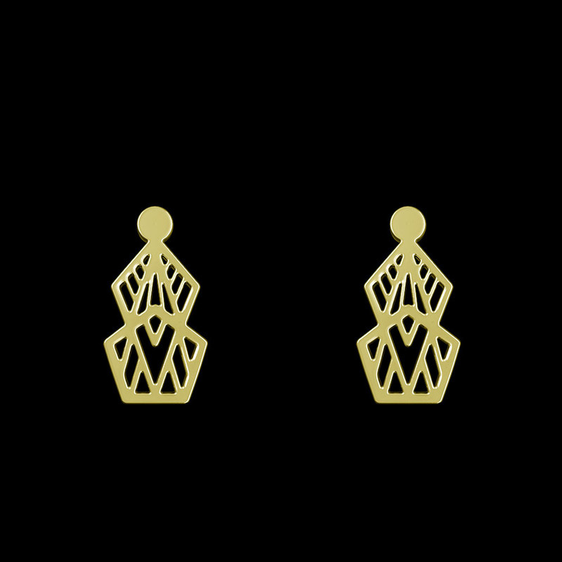 گوشواره طلا 18 عیار زنانه مدوپد مدل هندسی کد GA1-14783