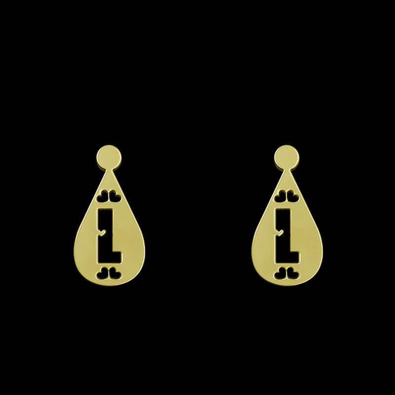 گوشواره طلا 18 عیار زنانه مدوپد مدل L حرف کد GA1-14780