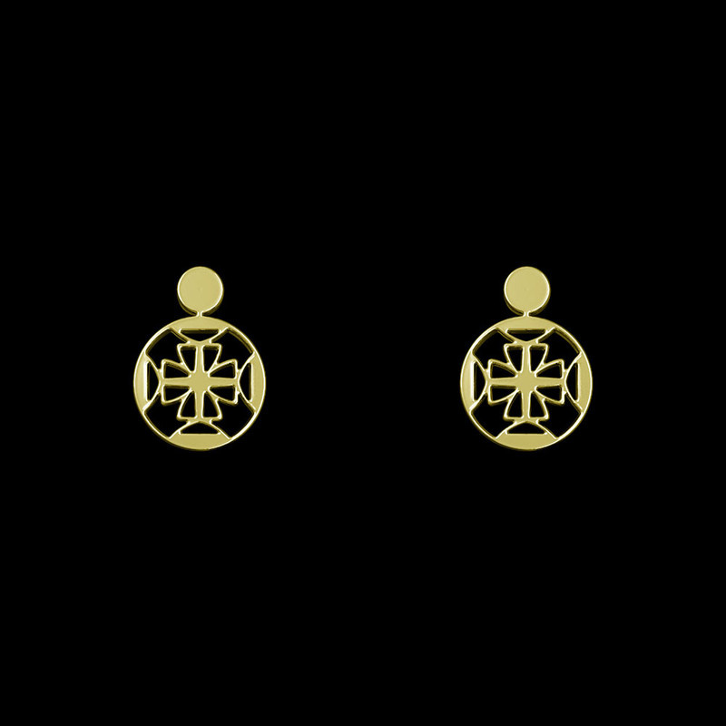 گوشواره طلا 18 عیار زنانه مدوپد مدل هندسی کد GA1-14828