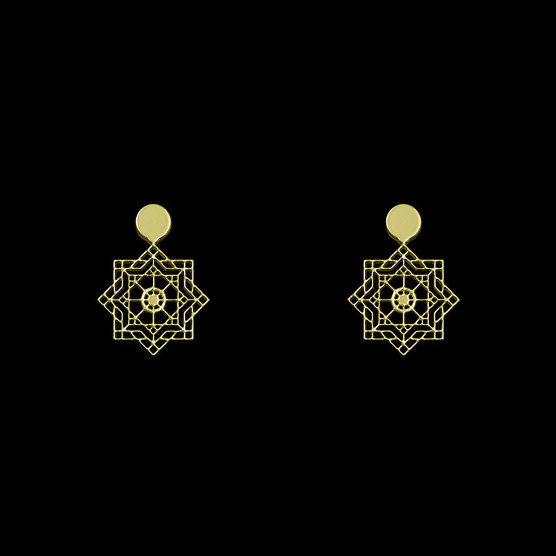 گوشواره طلا 18 عیار زنانه مدوپد مدل هندسی کد GA1-14873