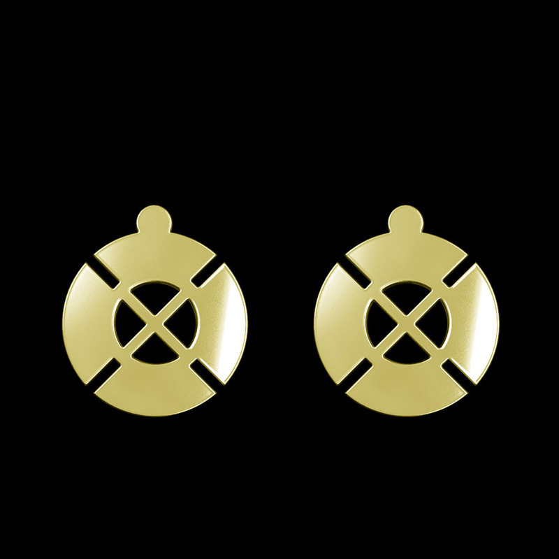 گوشواره طلا 18 عیار زنانه مدوپد مدل هندسی کد GA1-14913