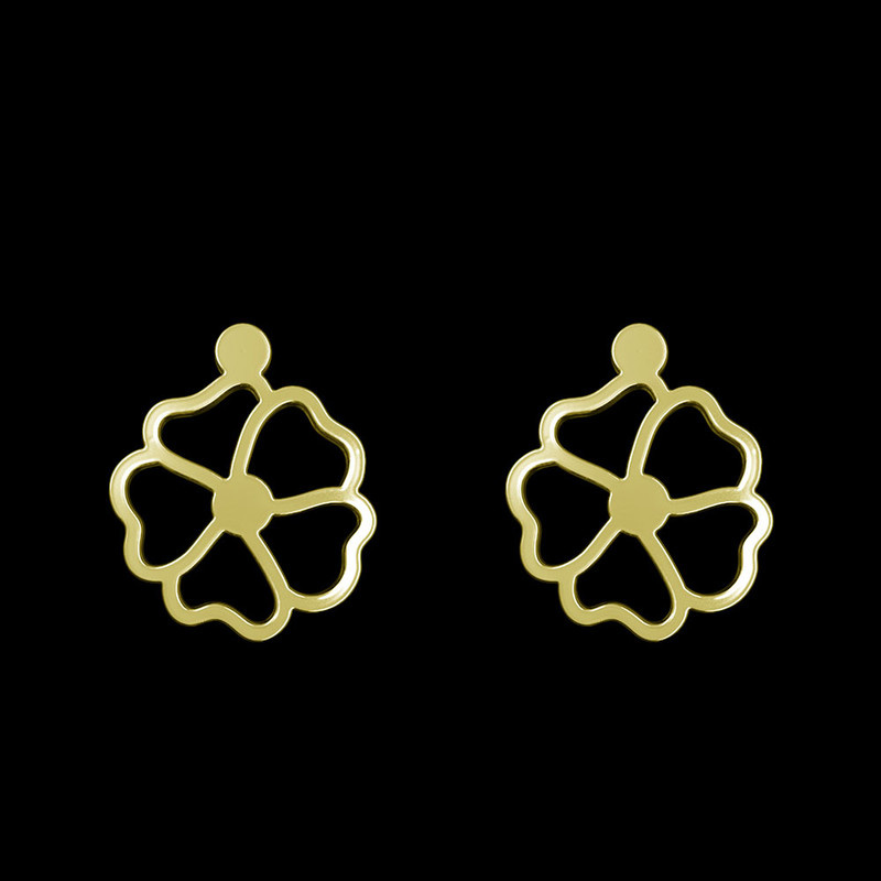 گوشواره طلا 18 عیار زنانه مدوپد مدل گل کد GA1-14953