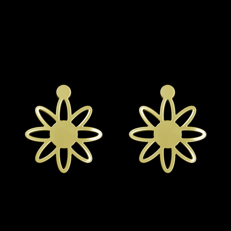 گوشواره طلا 18 عیار زنانه مدوپد مدل گل کد GA1-14975