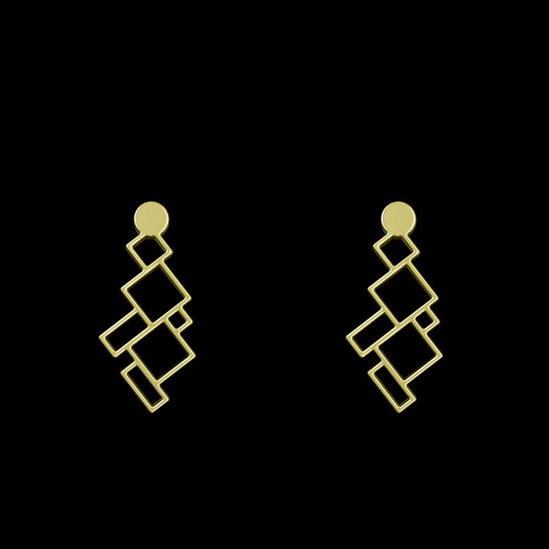 گوشواره طلا 18 عیار زنانه مدوپد مدل هندسی کد GA1-14997