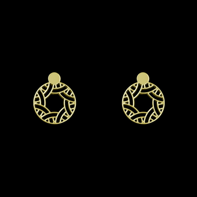 گوشواره طلا 18 عیار زنانه مدوپد مدل هندسی کد GA1-15210