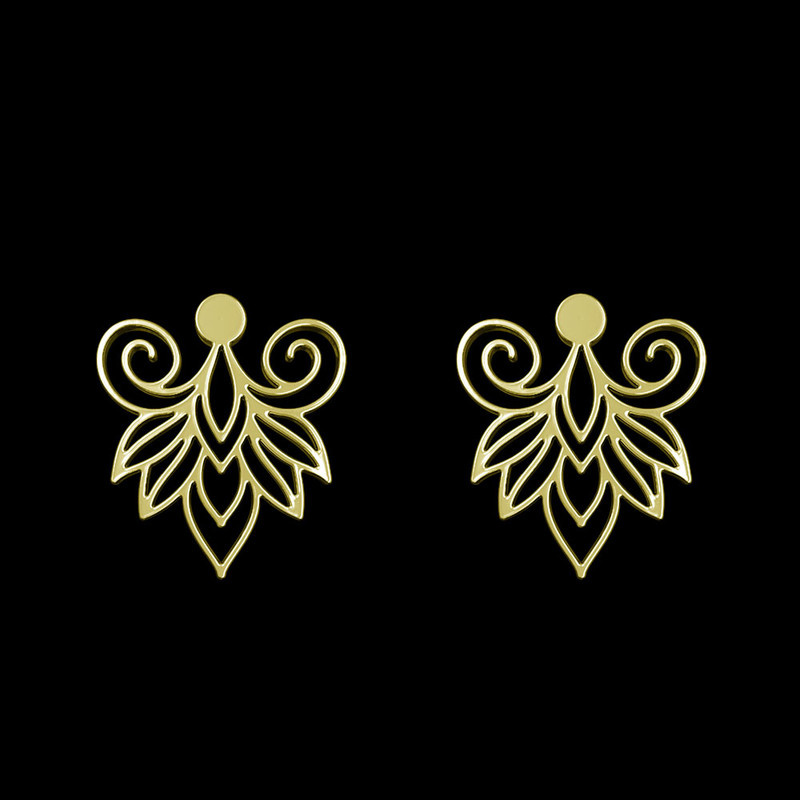 گوشواره طلا 18 عیار زنانه مدوپد مدل هندسی کد GA1-15229