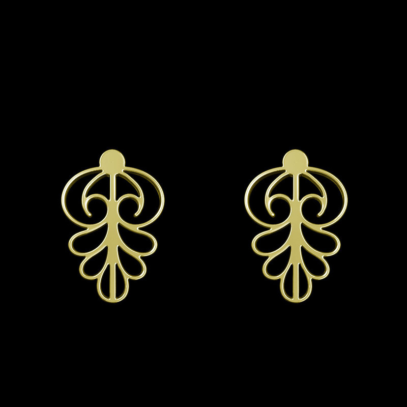 گوشواره طلا 18 عیار زنانه مدوپد مدل هندسی کد GA1-15233