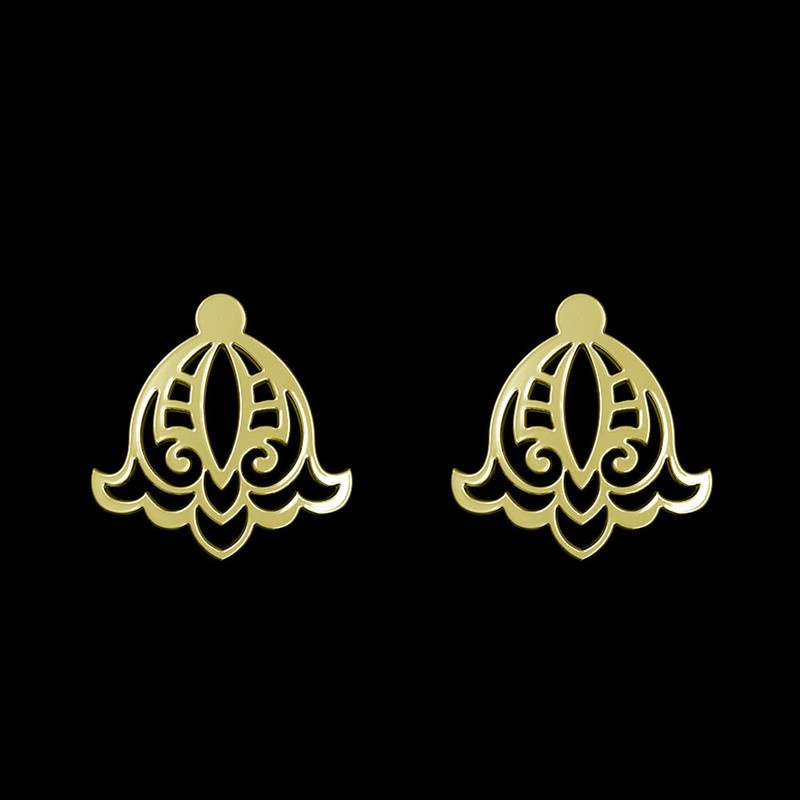 گوشواره طلا 18 عیار زنانه مدوپد مدل هندسی کد GA1-15237