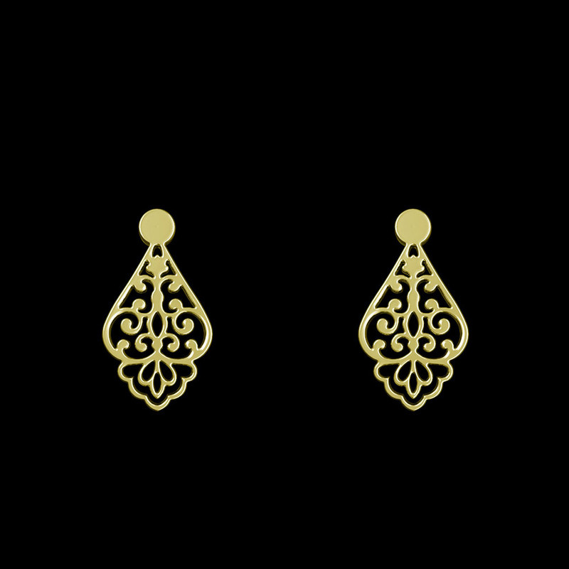 گوشواره طلا 18 عیار زنانه مدوپد مدل اسلیمی کد GA1-15303