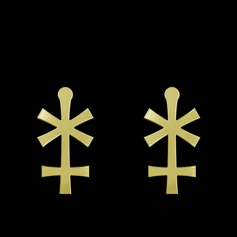 گوشواره طلا 18 عیار زنانه مدوپد مدل هندسی کد GA1-16279