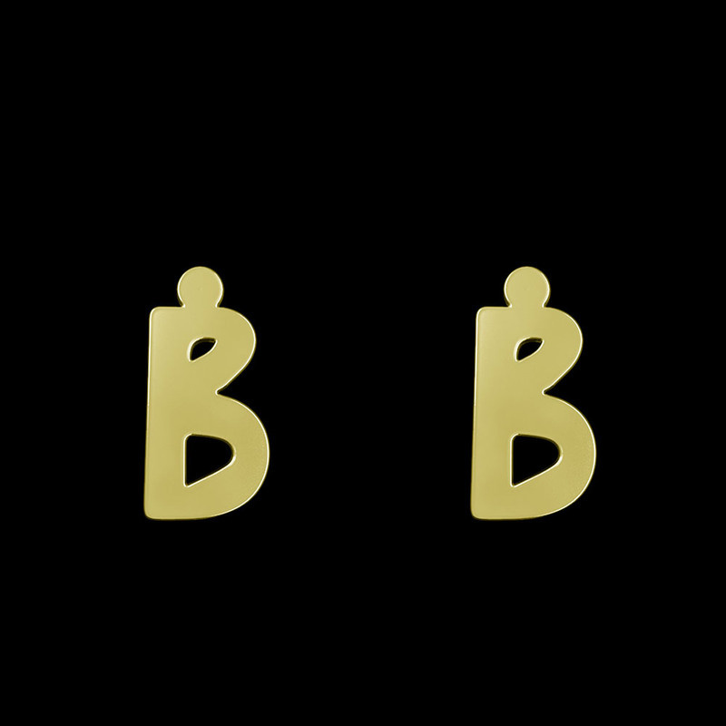 گوشواره طلا 18 عیار زنانه مدوپد مدل حرف B کد GA1-16669