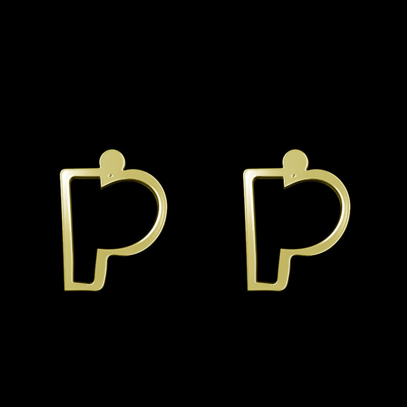 گوشواره طلا 18 عیار زنانه مدوپد مدل حرف P کد GA1-16696