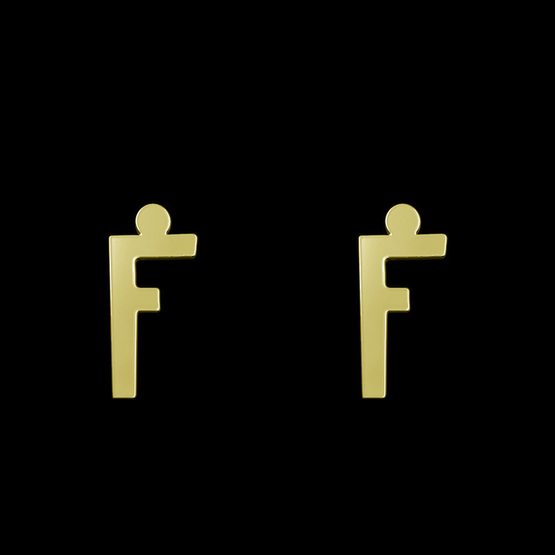 گوشواره طلا 18 عیار زنانه مدوپد مدل حرف F کد GA1-16738