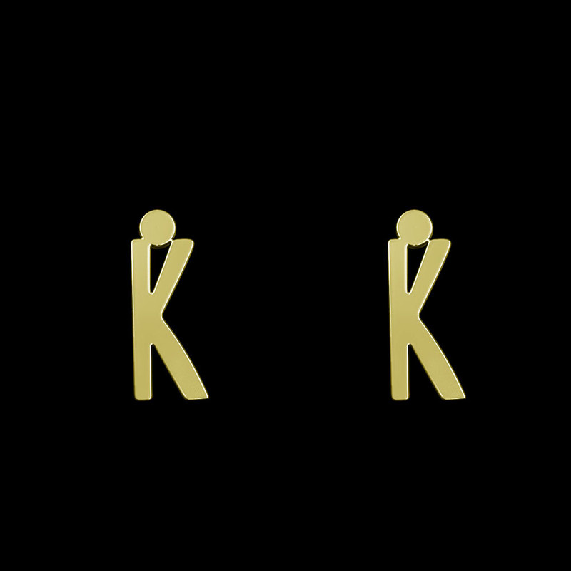 گوشواره طلا 18 عیار زنانه مدوپد مدل حرف K کد GA1-16743