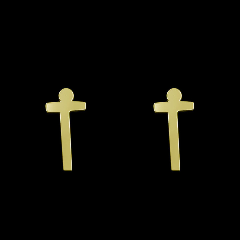 گوشواره طلا 18 عیار زنانه مدوپد مدل حرف T کد GA1-16752