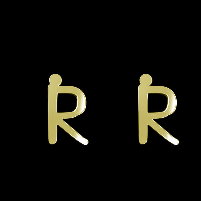 گوشواره طلا 18 عیار زنانه مدوپد مدل حرف R کد GA1-16798