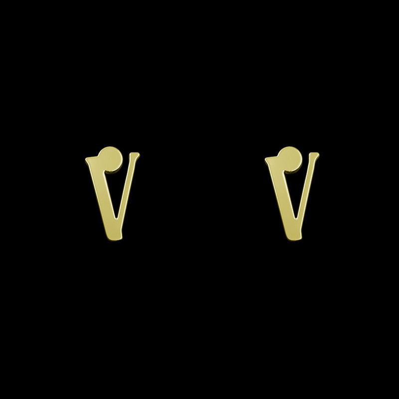 گوشواره طلا 18 عیار زنانه مدوپد مدل حرف V کد GA1-16960