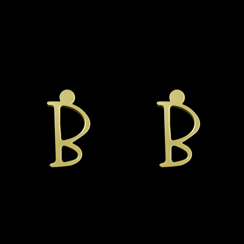 گوشواره طلا 18 عیار زنانه مدوپد مدل حرف B کد GA1-16966