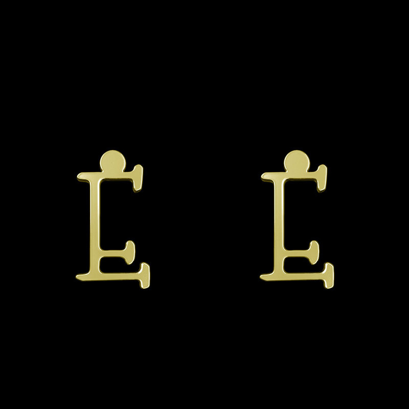 گوشواره طلا 18 عیار زنانه مدوپد مدل حرف E کد GA1-16969