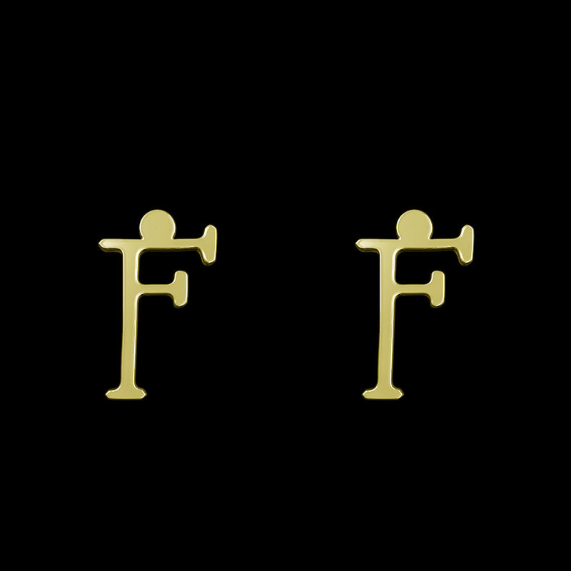 گوشواره طلا 18 عیار زنانه مدوپد مدل حرف F کد GA1-16970