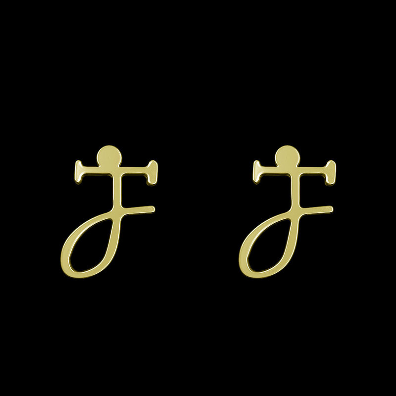 گوشواره طلا 18 عیار زنانه مدوپد مدل حرف J کد GA1-16974