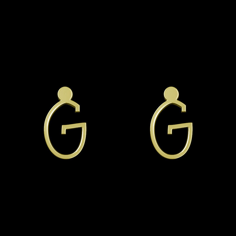 گوشواره طلا 18 عیار زنانه مدوپد مدل حرف G کد GA1-17023