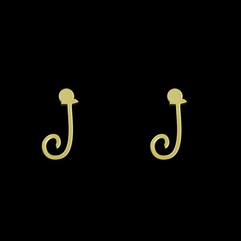 گوشواره طلا 18 عیار زنانه مدوپد مدل حرف J کد GA1-17026