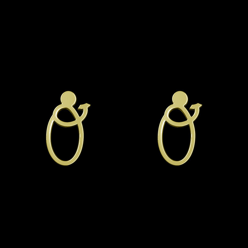 گوشواره طلا 18 عیار زنانه مدوپد مدل حرف O کد GA1-17031