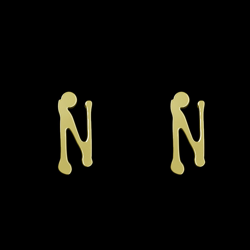 گوشواره طلا 18 عیار زنانه مدوپد مدل حرف N کد GA1-17082