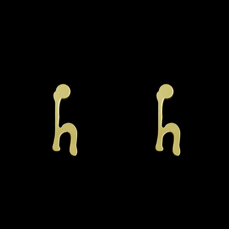 گوشواره طلا 18 عیار زنانه مدوپد مدل حرف H کد GA1-17115