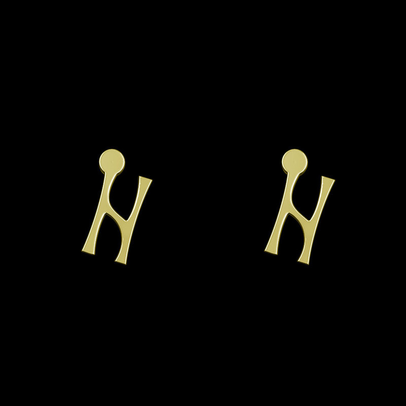 گوشواره طلا 18 عیار زنانه مدوپد مدل حرف H کد GA1-17128