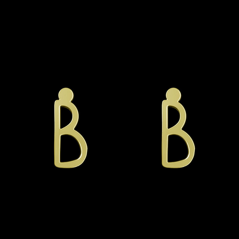 گوشواره طلا 18 عیار زنانه مدوپد مدل حرف B کد GA1-17174