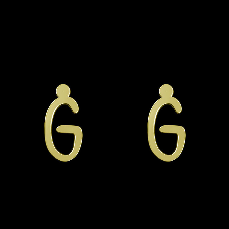 گوشواره طلا 18 عیار زنانه مدوپد مدل حرف G کد GA1-17179