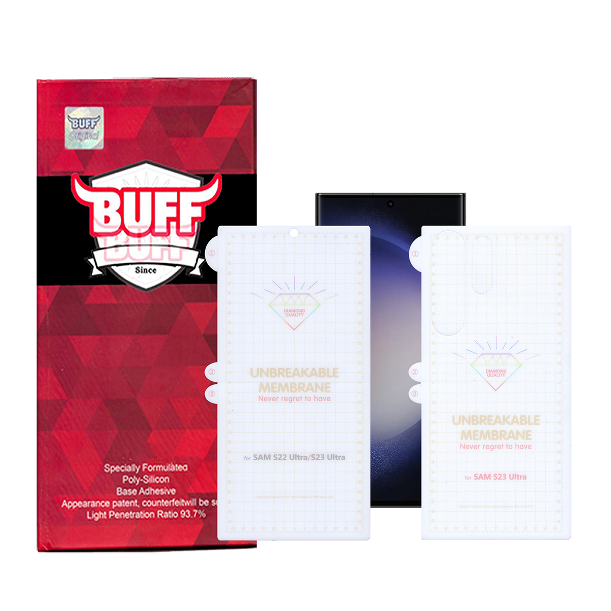 گلس گوشی سامسونگ Galaxy S23 ultra بوف مدل hydrogel به همراه محافظ پشت گوشی