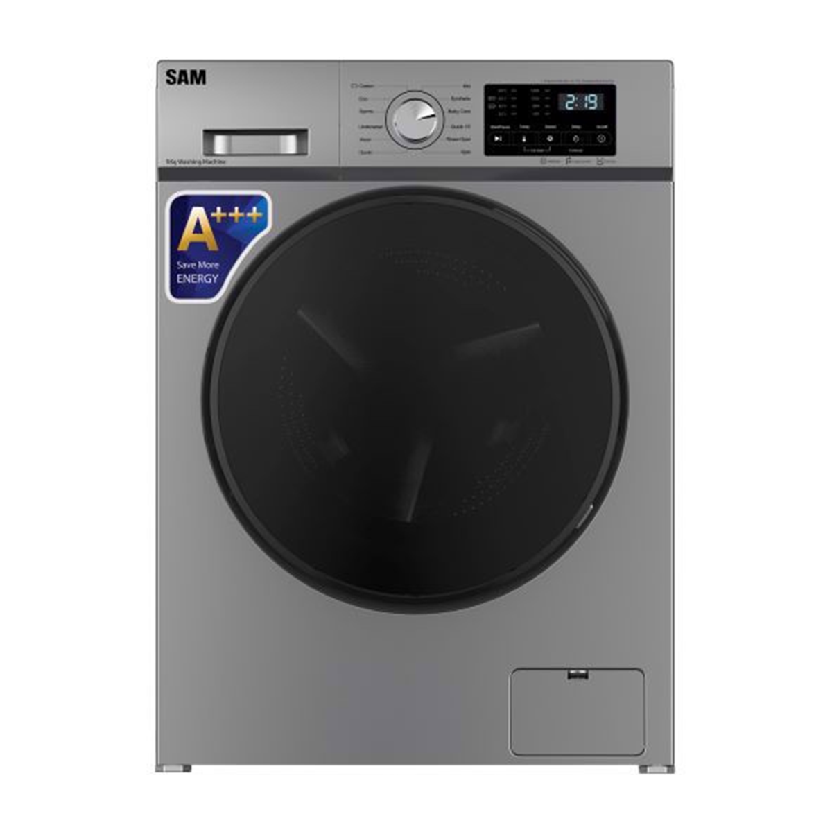 ماشین لباسشویی سام الکترونیک 8 کیلویی مدل UN-Q1435-نقره‌ای