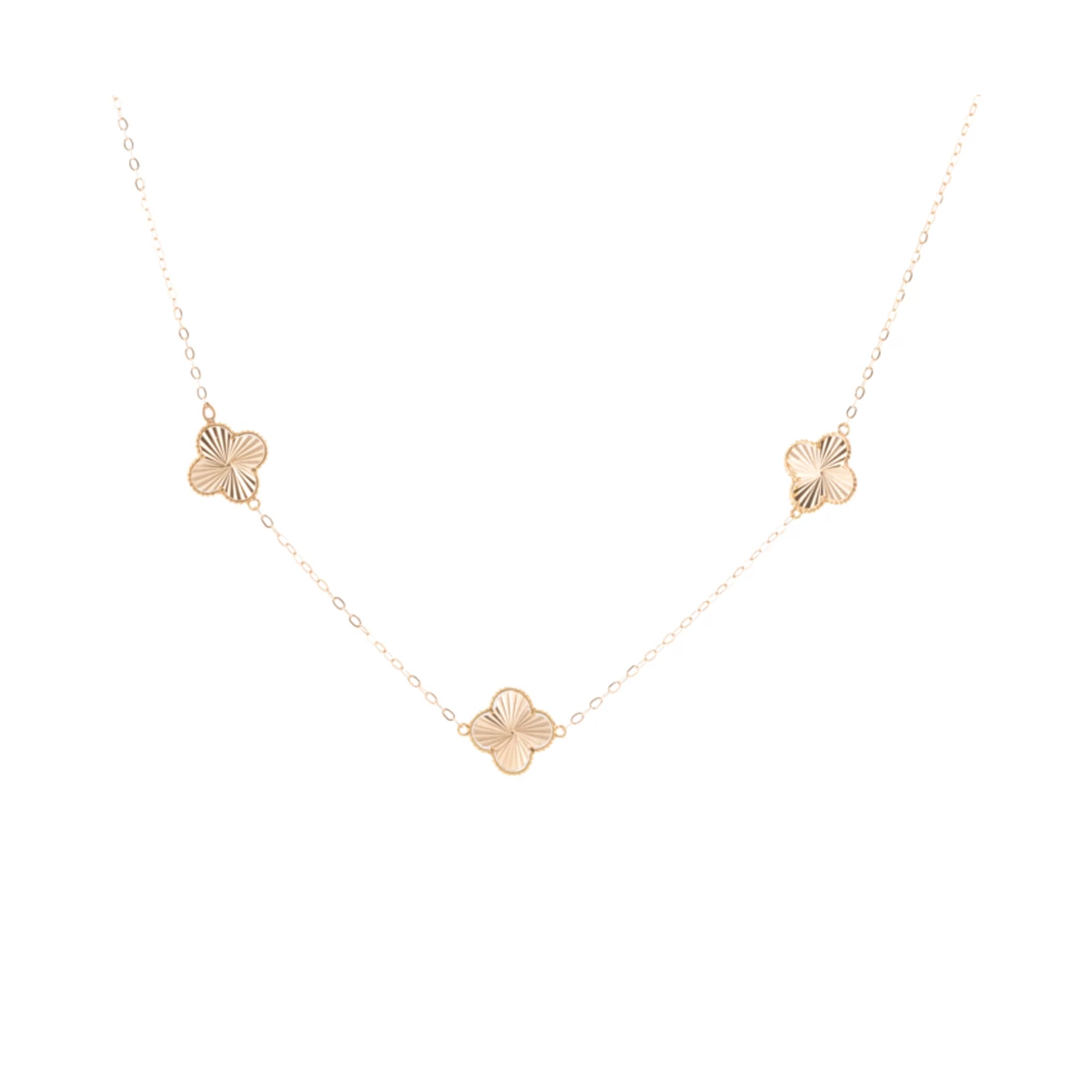 گردنبند طلا 18 عیار زنانه سور گلد گالری مدل ونکلیف سه گل تراش-1.61