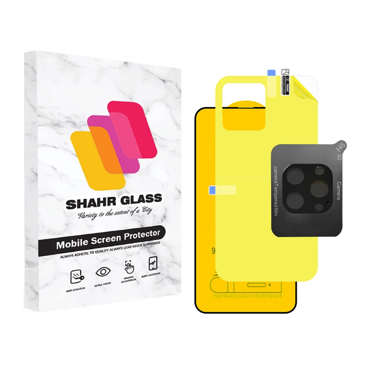 گلس گوشی اپل iPhone 13 Pro شهر گلس مدل 3FNF به همراه محافظ پشت و لنز دوربین 