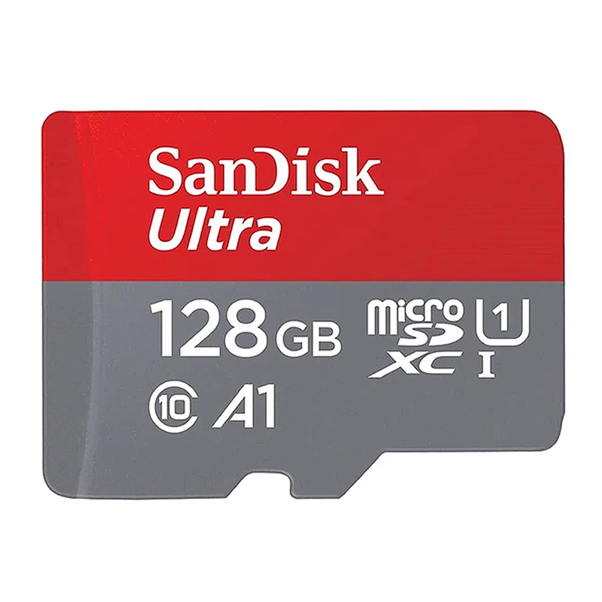 کارت حافظه microSDXC سن دیسک مدل Ultra A1 کلاس 10 استاندارد UHS-I سرعت 140MBps ظرفیت 128 گیگابایت-خاکستری - قرمز