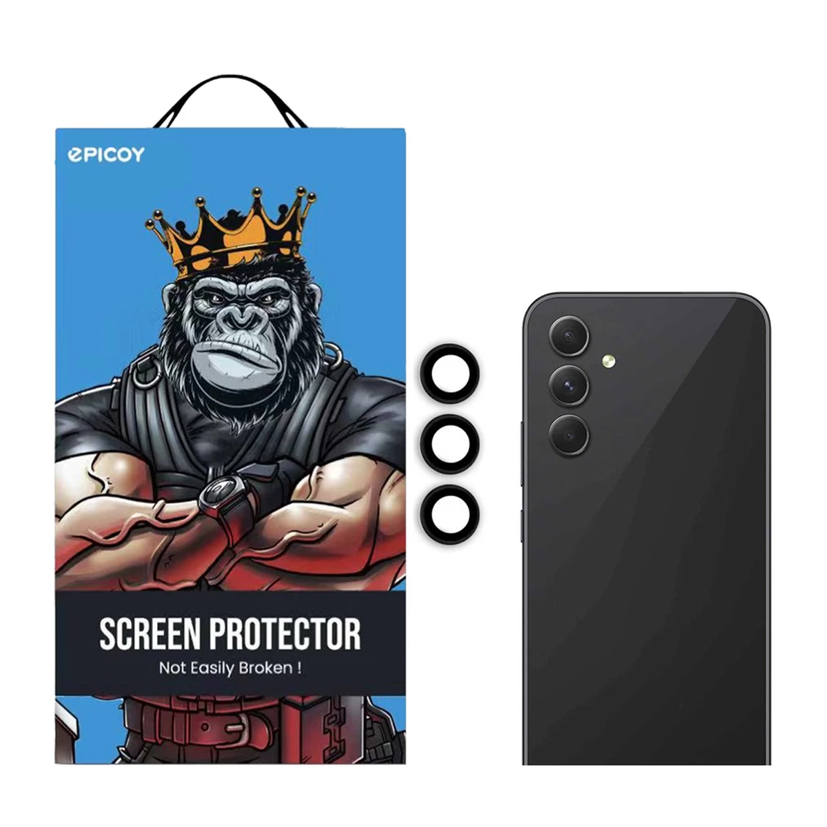 محافظ لنز دوربین گوشی سامسونگ Galaxy A24 اپیکوی مدل HD-ColorLenz-مشکی