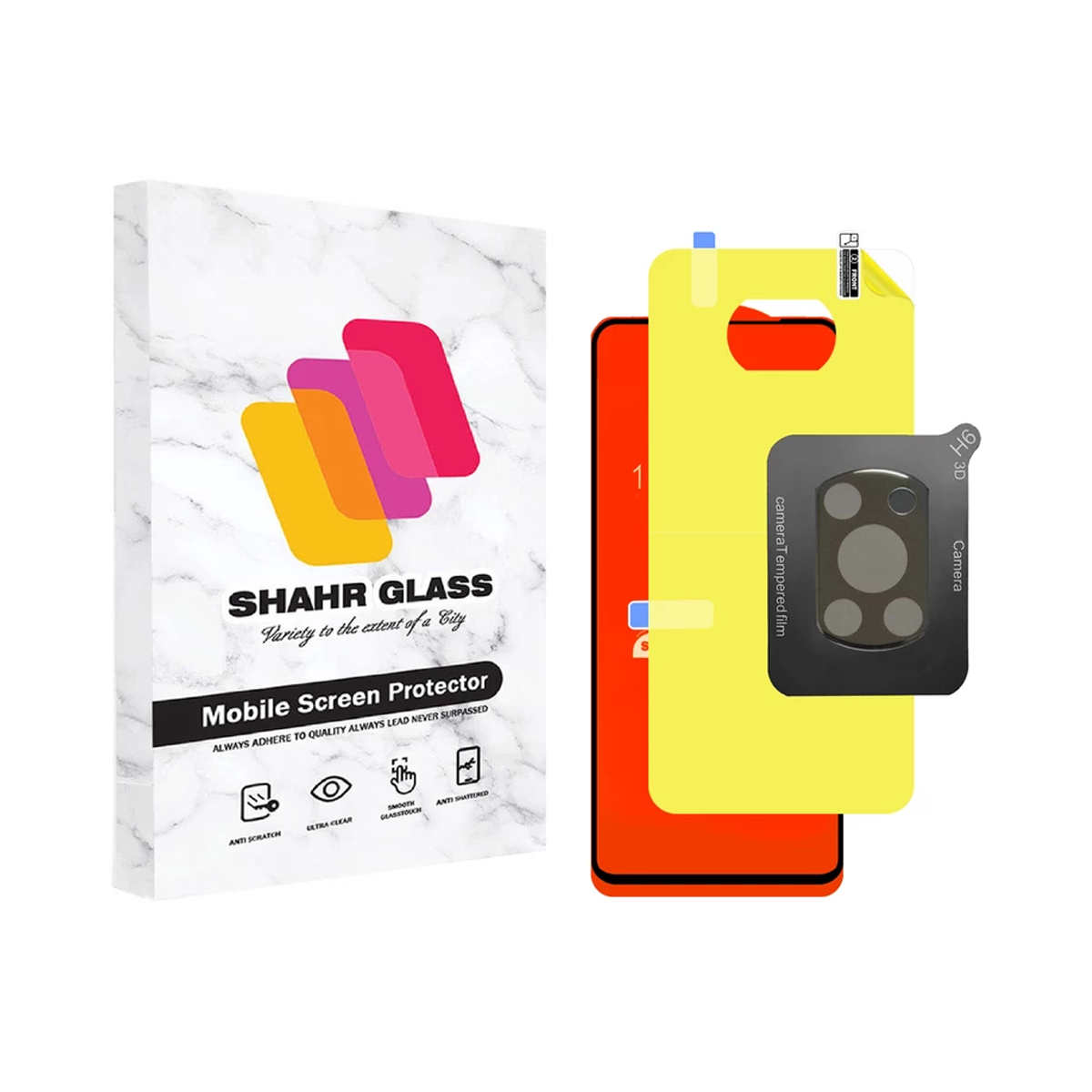  گلس شیائومی Poco X3 شهر گلس مدل 3FNF به همراه محافظ لنز دوربین و محافظ پشت گوشی-مشکی