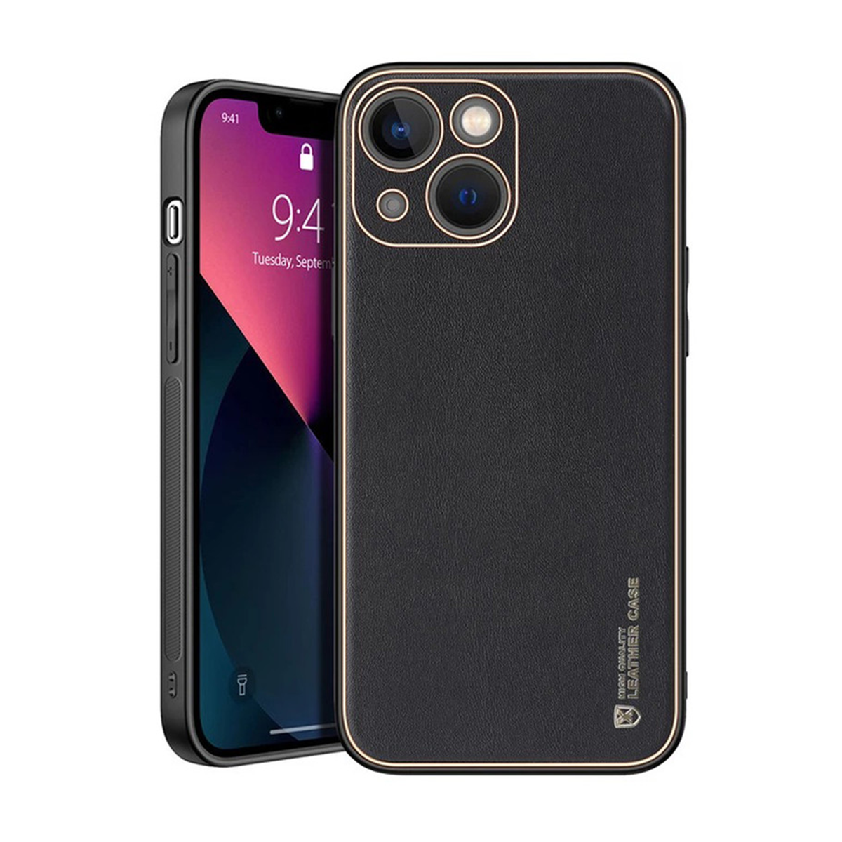 کاور گوشی اپل iPhone 13 - 14 اپیکوی مدل Leather-مشکی