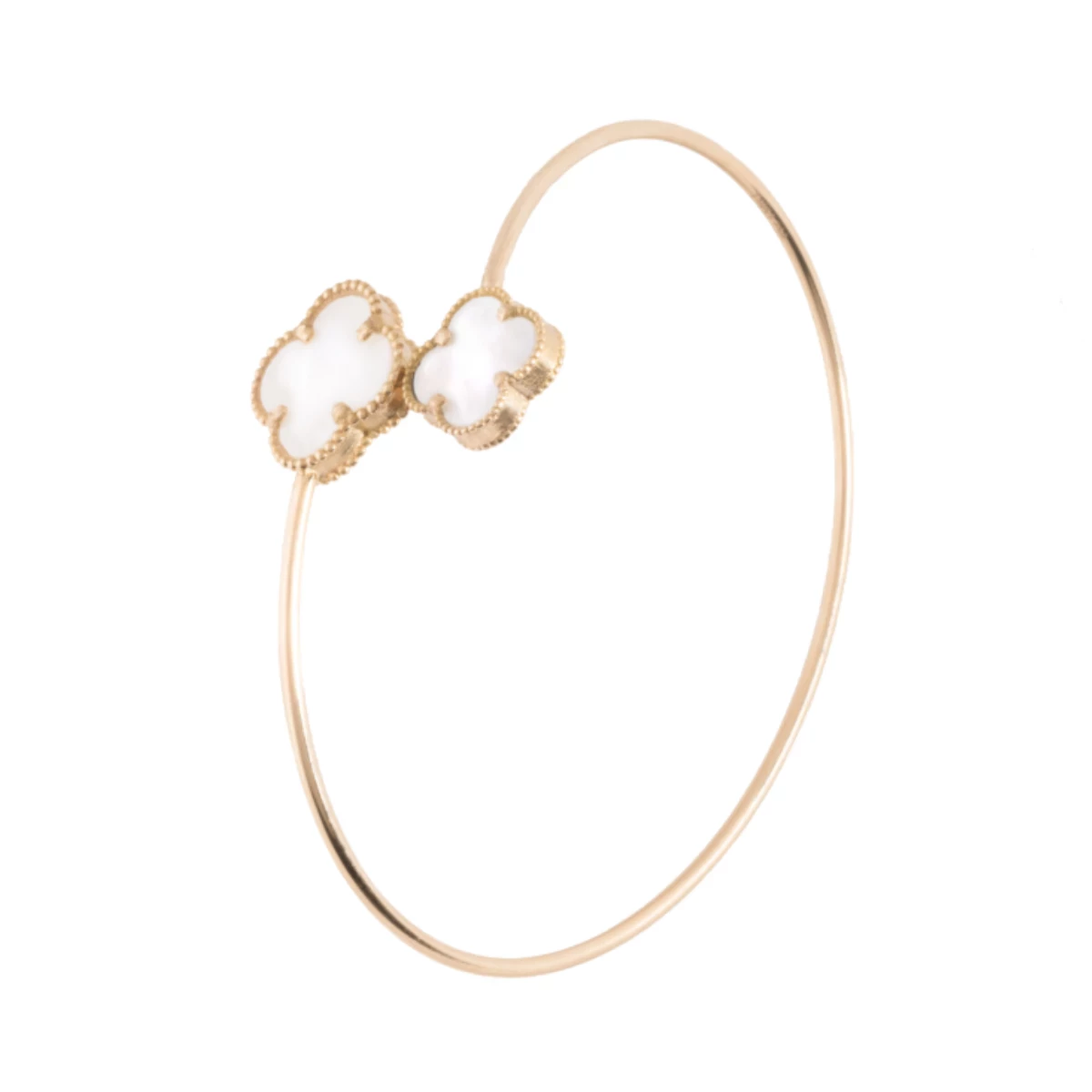 دستبند طلا زنانه سور گالری مدل بنگل ونکلیف دو گل سفید کد WB4947-2.84