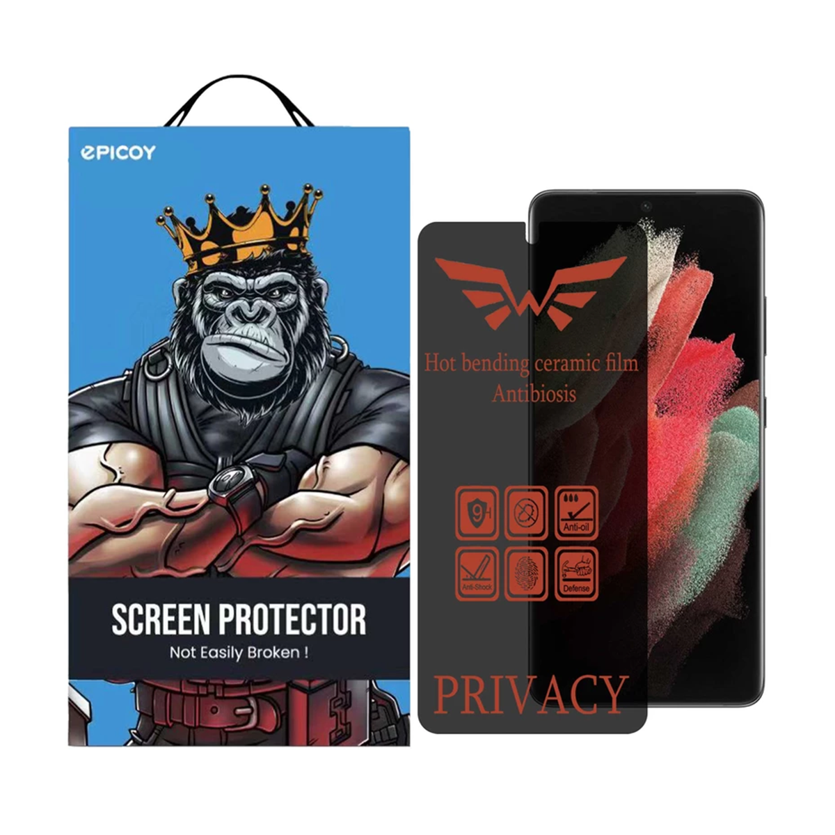 گلس گوشی سامسونگ Galaxy S21 Ultra اپیکوی مدل Nano-Privacy پرایوسی