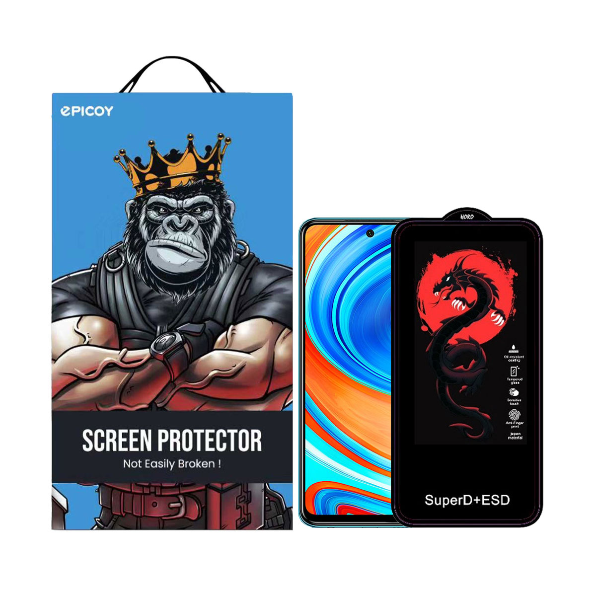 گلس گوشی شیائومی Redmi Note 9 Pro Max اپیکوی مدل Dragon ESD-مشکی