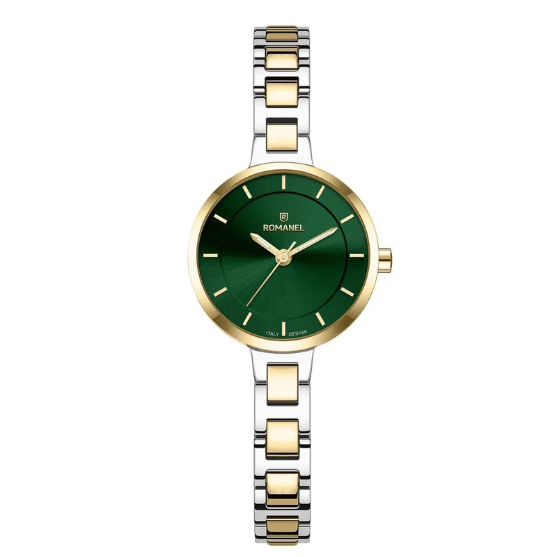 ساعت مچی عقربهای کوارتز زنانه رومانل مدل RM401001L-I-بدنه نقره ای و رزگلد بند نقره ای و رزگلد