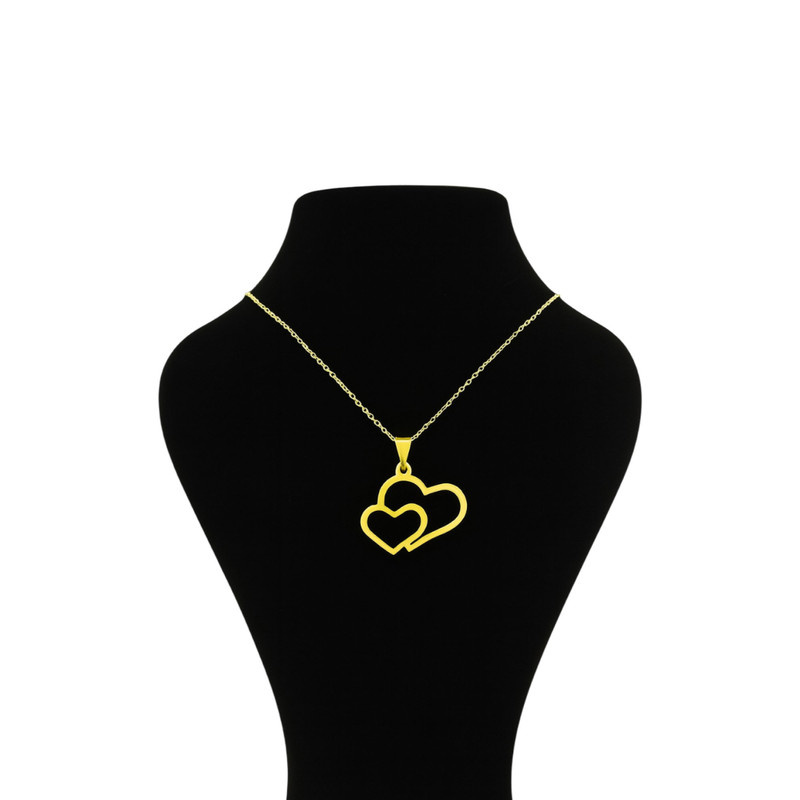 گردنبند طلا 18 عیار زنانه با زنجیر حلقهای (فلامینگو) گالری قو طلایی مدل دو قلب گردنبند طلا 18 عیار زنانه با زنجیر حلقهای (فلامینگو) گالری قو طلایی مدل دو قلب