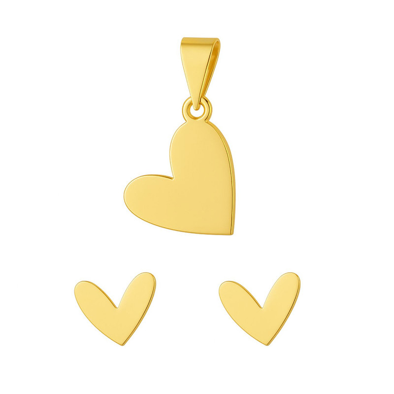 نیم ست طلا 18 عیار زنانه گالری قو طلایی مدل قلب مینیمال نیم ست طلا 18 عیار زنانه گالری قو طلایی مدل قلب مینیمال