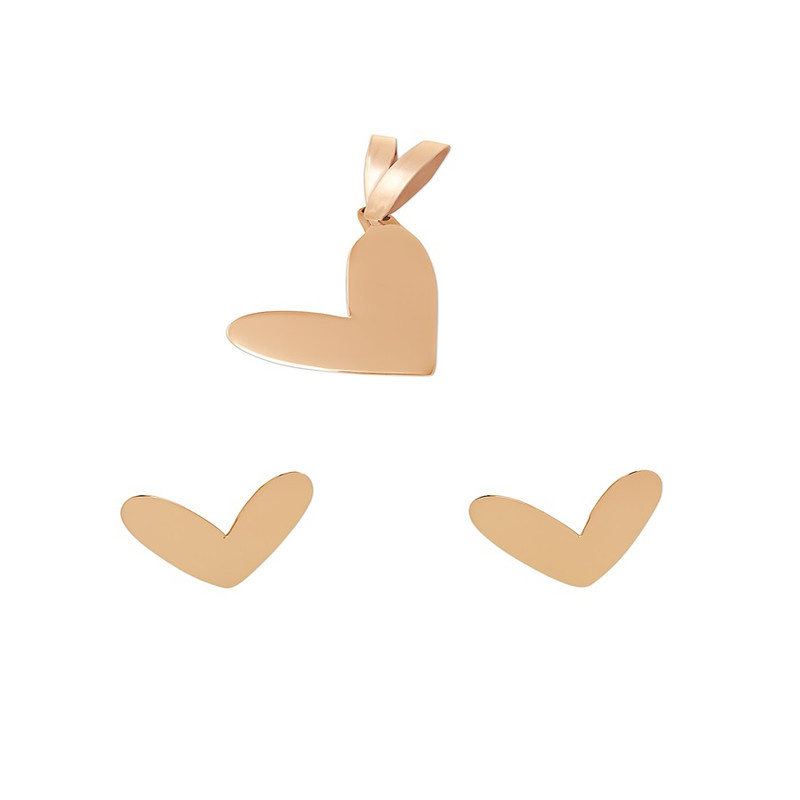 نیم ست طلا 18 عیار زنانه گالری قو طلایی مدل قلب مینیمال نیم ست طلا 18 عیار زنانه گالری قو طلایی مدل قلب مینیمال