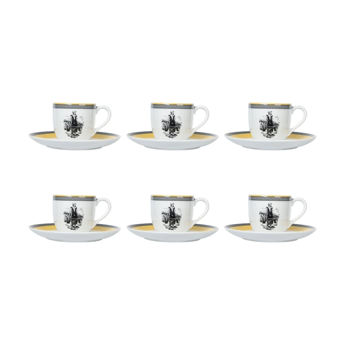 ست فنجان و نعلبکی 12 پارچه 6 نفره چینی زرین ایران مدل قهوه ایتالیا 6 ویلیج درجه عالی