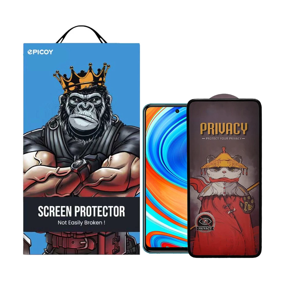 گلس گوشی شیائومی Redmi Note 9 Pro Max اپیکوی مدل Privacy Airbag -مشکی